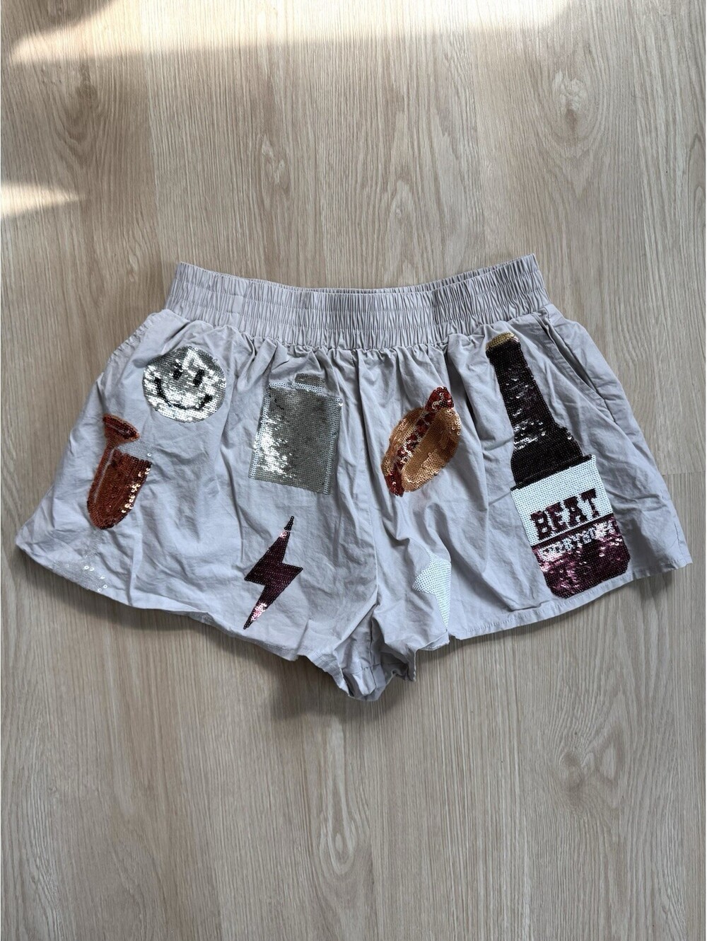 Queen of Sparkles Women’s Small Cotton Gameday Maroon Collegiate Elastic Shorts